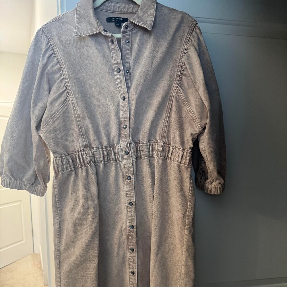 Allsaints pink denim dress size 12 perfect condition